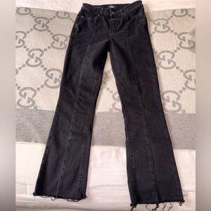 PAIGE Colette Crop Flare Black Denim Jeans, 25